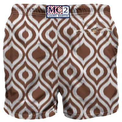 Shop Mc2 Saint Barth Man Swim Shorts With Pattern In Brown
