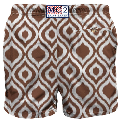 Mc2 Saint Barth Man Swim Shorts With Pattern In Brown