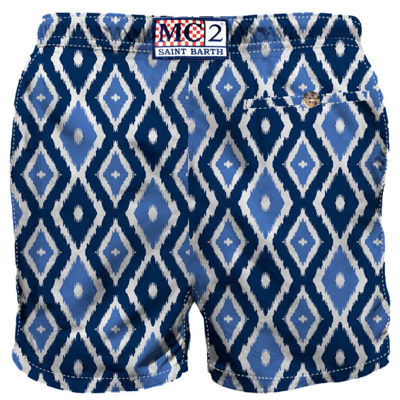 Mc2 Saint Barth Man Swim Shorts With Pattern In Blue