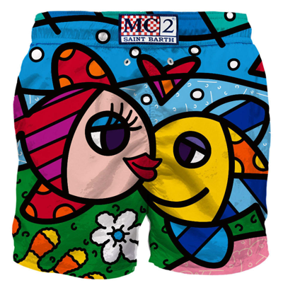 Mc2 Saint Barth Man Swim Shorts With Fish Print ©britto Special Edition