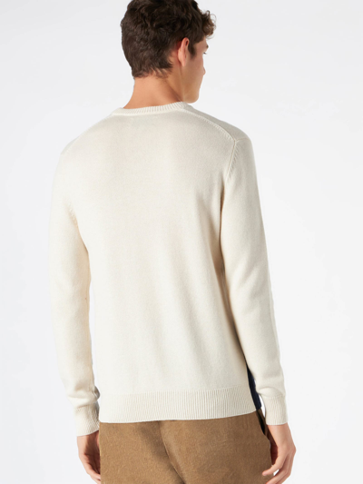 Shop Mc2 Saint Barth Man Sweater With St.moritz Postcard Print In White