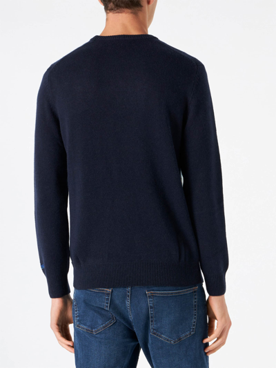 Mc2 Saint Barth As View Jumper With Vintage Postcard Print In Blue