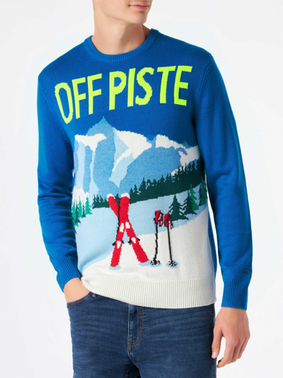 Mc2 Saint Barth Ski-print Wool-cashmere Blend Jumper In Multicolor