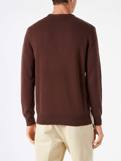 Mc2 Saint Barth Cortina Vintage-postcard Knitted Jumper In Brown