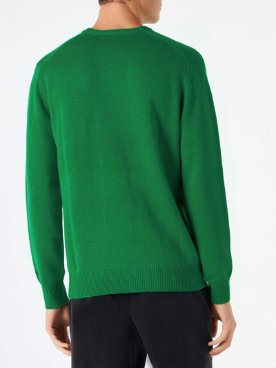 Mc2 Saint Barth Man Sweater With Car Print In Green