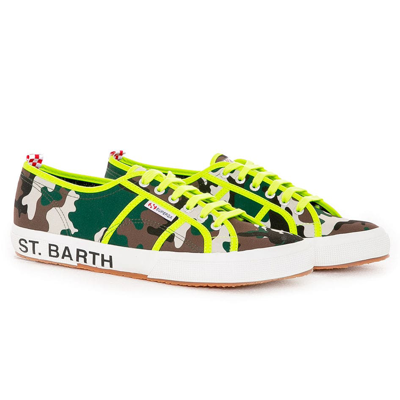 Shop Mc2 Saint Barth Man Superga® Sneakers With Camouflage Print Superga® Special Edition In Green