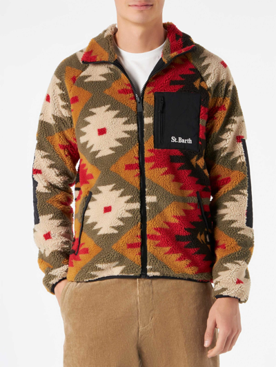 Shop Mc2 Saint Barth Man Sherpa Jacket With Pattern