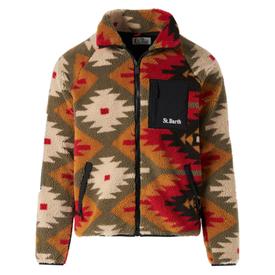 Shop Mc2 Saint Barth Man Sherpa Jacket With Pattern