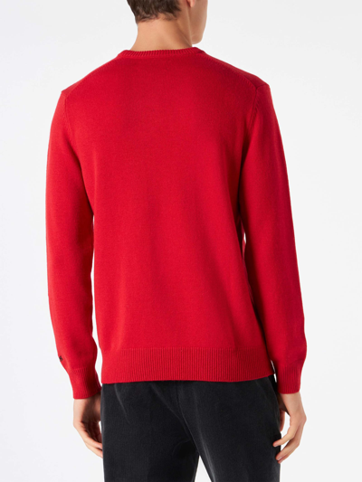 Mc2 Saint Barth Man Red Sweater With Snoopy Print Snoopy - Peanuts Special Edition In Red