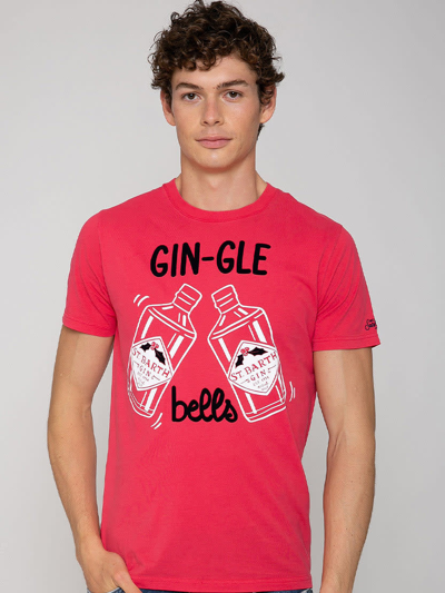 Mc2 Saint Barth Man Red Sweater Gin-gle Bells Print In Red