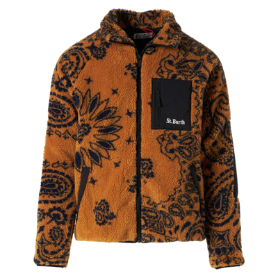 Shop Mc2 Saint Barth Man Sherpa Jacket With Pattern