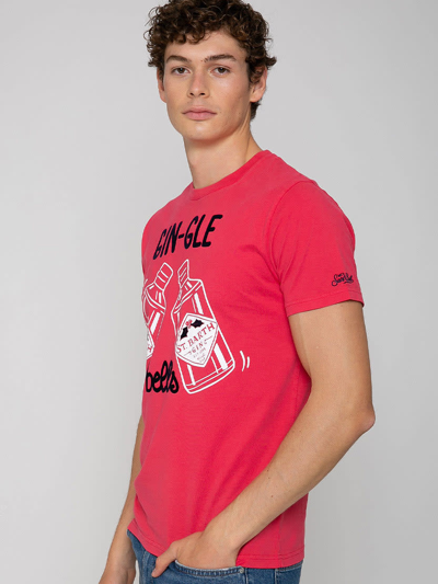 Mc2 Saint Barth Man Red Sweater Gin-gle Bells Print In Red