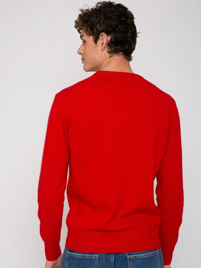Mc2 Saint Barth Man Red Sweater Gin-gle Bells Print In Red