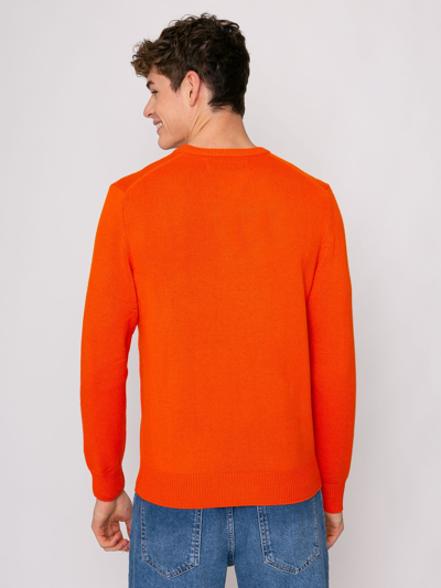 Mc2 Saint Barth Man Orange Sweater Bellavista & Fuoripista Print In Orange