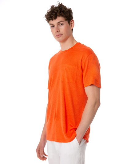 Shop Mc2 Saint Barth Man Orange Linen Jersey T-shirt