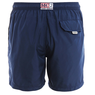 Shop Mc2 Saint Barth Man Navy Blue Swim Shorts Pantone Special Edition