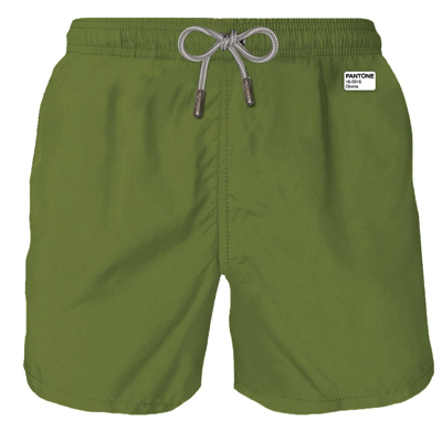 Shop Mc2 Saint Barth Man Military Green Swim Shorts Pantone Special Edition