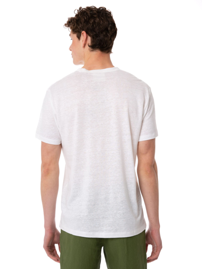 Shop Mc2 Saint Barth Man Linen Jersey T-shirt With Printed Pocket In White