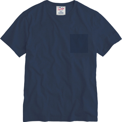 Shop Mc2 Saint Barth Man Linen Jersey T-shirt In Blue