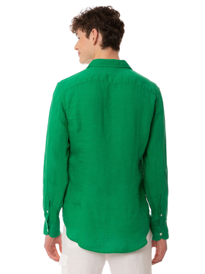 Mc2 Saint Barth Man Green Linen Shirt Pamplona In Green