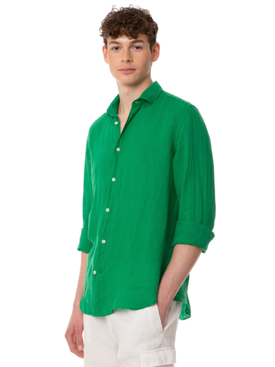 MC2 SAINT BARTH MAN GREEN LINEN PAMPLONA SHIRT 