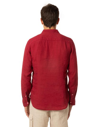 Mc2 Saint Barth Man Linen Burgundy Shirt In Red