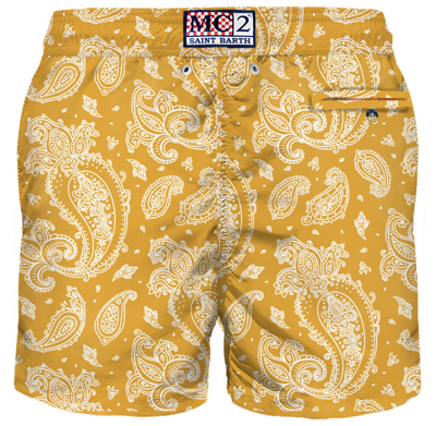 Shop Mc2 Saint Barth Man Light Fabric Swim Shorts With Paisley Print