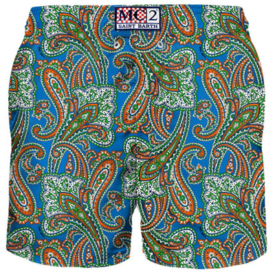 Mc2 Saint Barth Paisley-print Swim Shorts In Blue