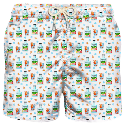 Mc2 Saint Barth Man Light Fabric Swim Shorts With Gin Print Portofino Dry Gin Special Edition