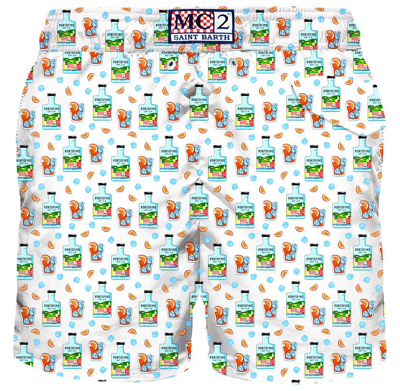 Mc2 Saint Barth Man Light Fabric Swim Shorts With Gin Print Portofino Dry Gin Special Edition
