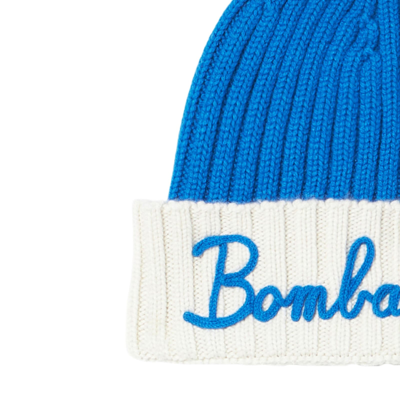 Shop Mc2 Saint Barth Man Knit Beanie With Bombardino Embroidery In Blue