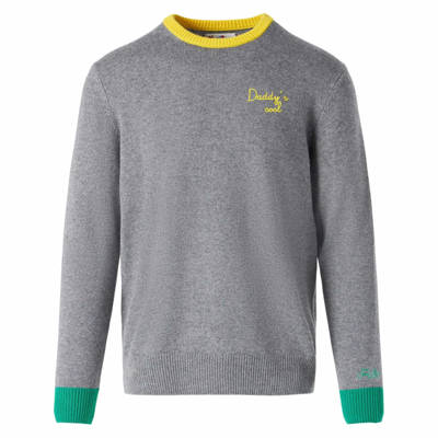 Shop Mc2 Saint Barth Man Grey Sweater With Daddys Cool Embroidery