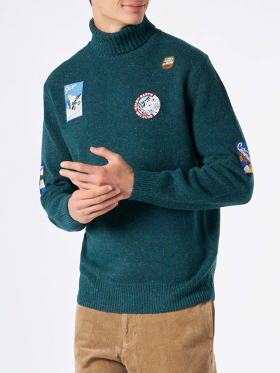Mc2 Saint Barth Man Green Turtle-neck Sweater