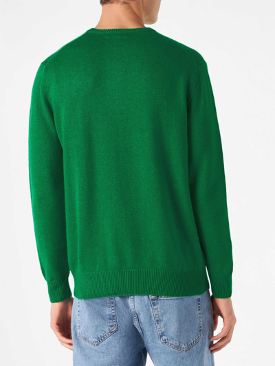 Mc2 Saint Barth Man Green Sweater With Embroidery In Green