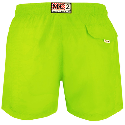 Shop Mc2 Saint Barth Man Fluo Yellow Swim Shorts Pantone Special Edition