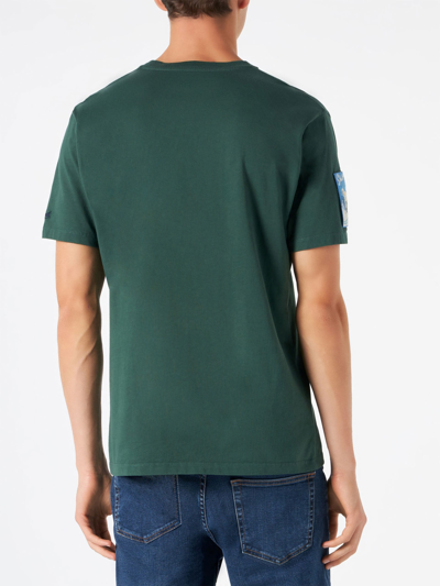 Shop Mc2 Saint Barth Man Forest Green T-shirt With Patches