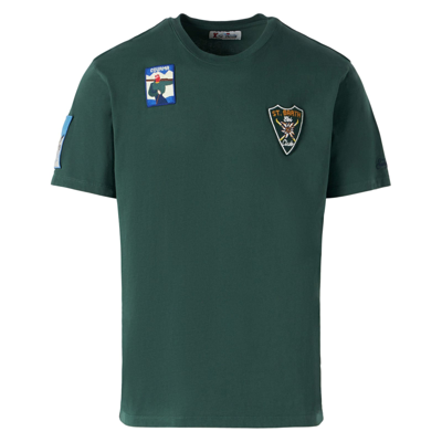 Shop Mc2 Saint Barth Man Forest Green T-shirt With Patches