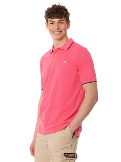 Mc2 Saint Barth Man Fluo Pink Polo Piquet In Pink