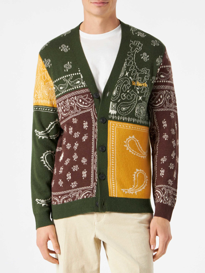 Mc2 Saint Barth Bandanna Wool Blend Knit Cardigan