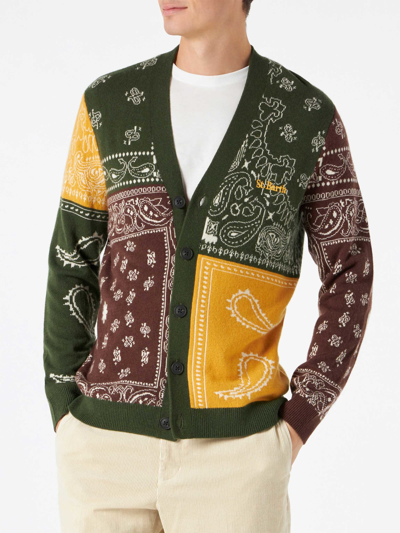 Mc2 Saint Barth Bandanna Wool Blend Knit Cardigan