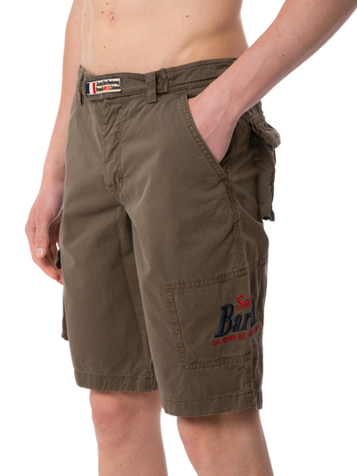 Shop Mc2 Saint Barth Man Brown Cargo Bermuda With Pockets