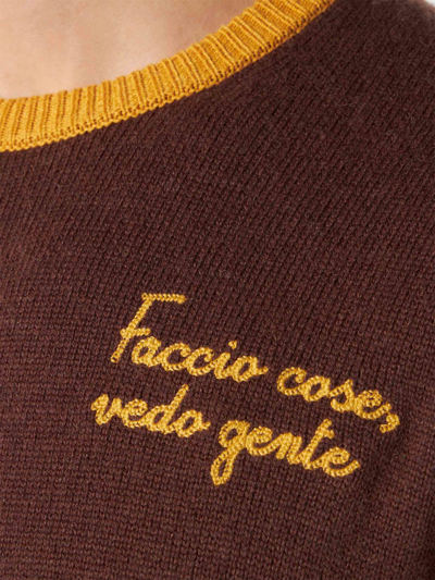 Mc2 Saint Barth Man Brown Sweater With Embroidery