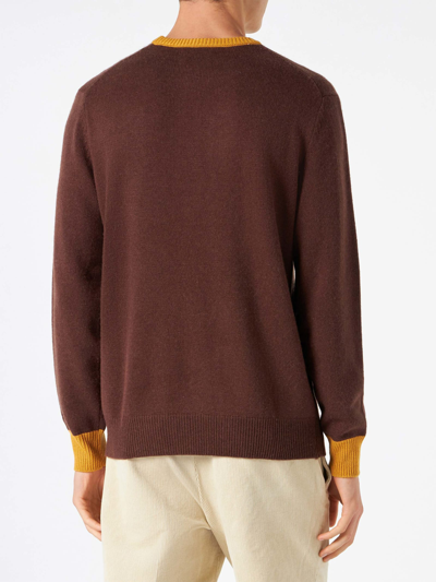 Mc2 Saint Barth Man Brown Sweater With Embroidery