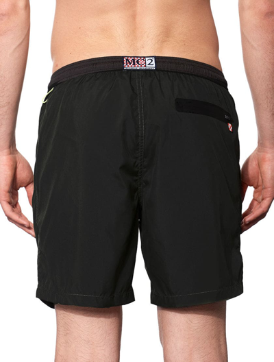 Mc2 Saint Barth Man Black Zipped Swim Shorts In Black