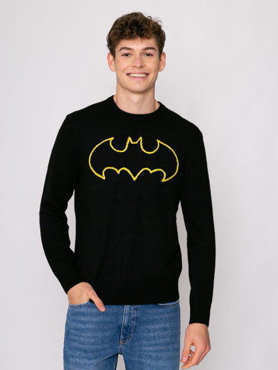 Shop Mc2 Saint Barth Man Black Sweater Batman Logo Warner Bros. Special Edition