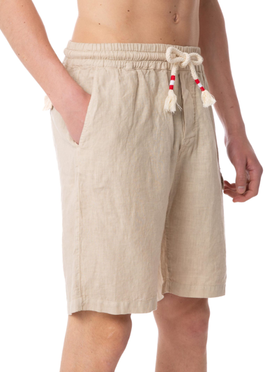 Shop Mc2 Saint Barth Man Beige Linen Bermuda Shorts In Brown