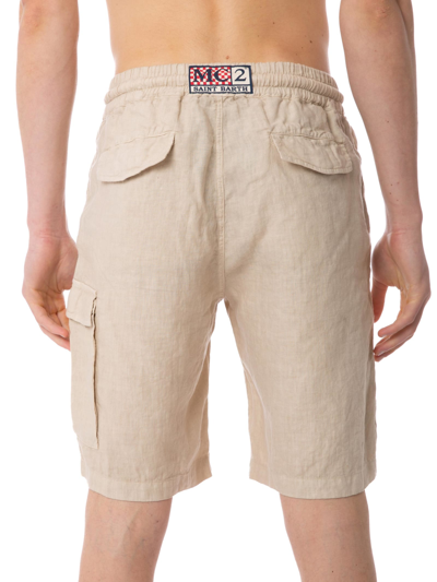 Mc2 Saint Barth Man Beige Linen Bermuda Shorts In Brown