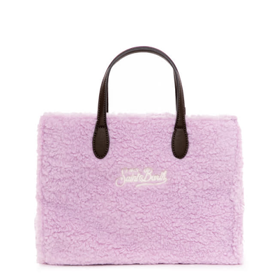 Shop Mc2 Saint Barth Lilac Sherpa Fabric Vivian Handbag In Purple