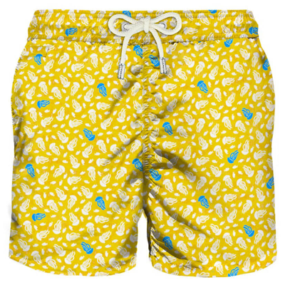 Shop Mc2 Saint Barth Light Fabric Swim Shorts Jellyfish Print In Yellow