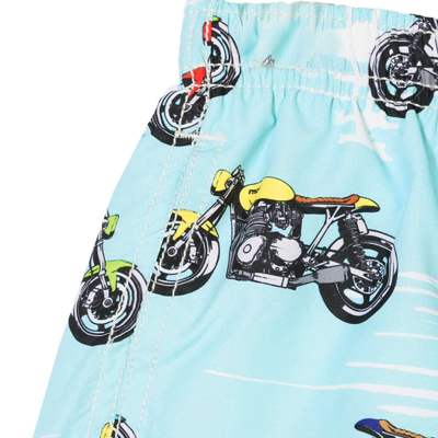 Shop Mc2 Saint Barth Light Fabric Swim Shorts Motorbike Print In Green